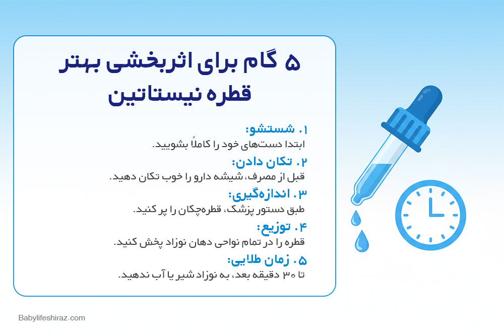 5 گام برای اثر بخشی بهتر قطره نیستاتین