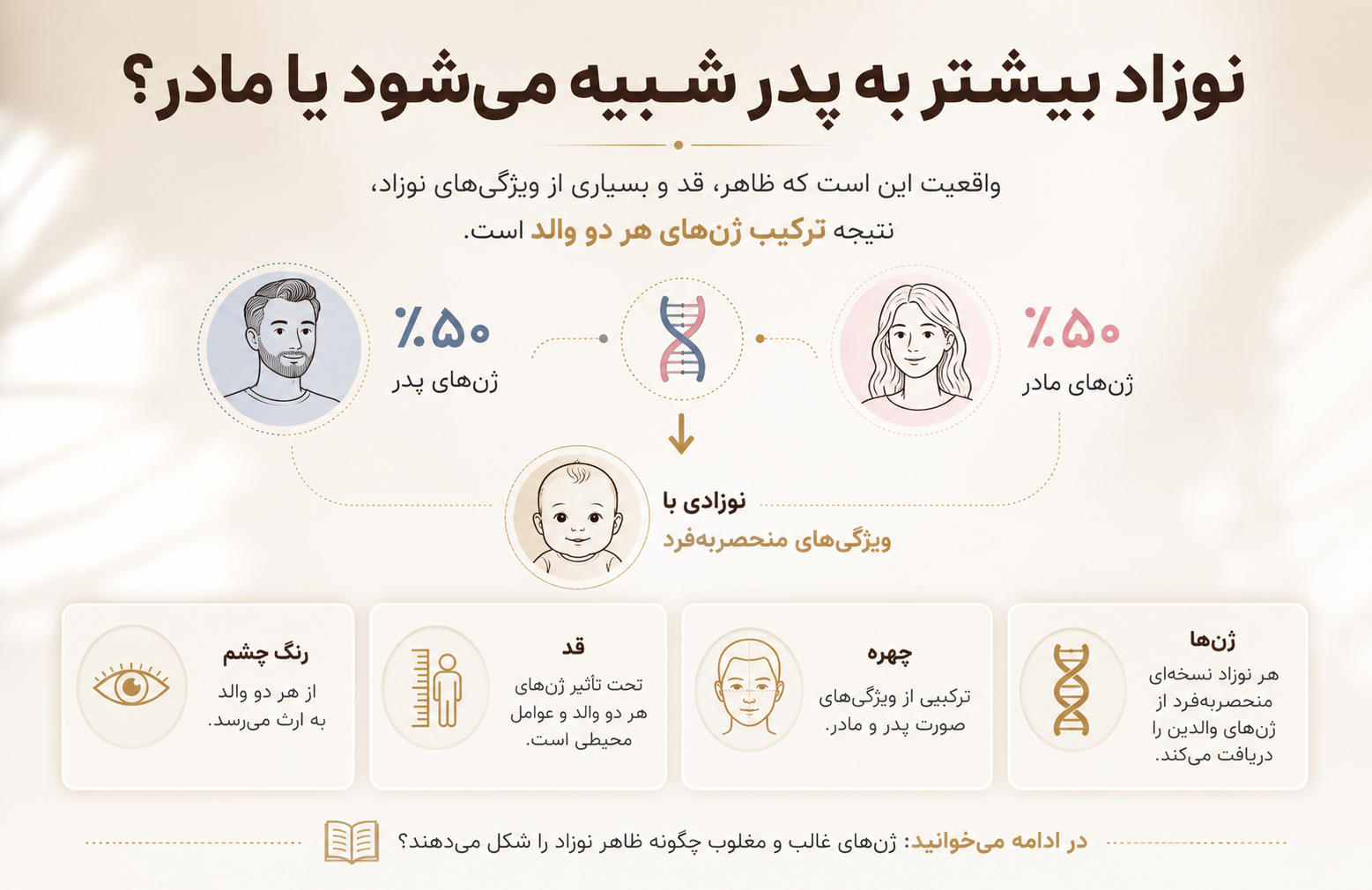 نوازاد بیشتر به پدر شبیه می شود با مادر